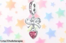 Abalorio de plata 925 con lazo y corazón para Pandora, un detallazo brillante que luce caro pero está a precio loco. ¡Hazlo tuyo antes de que se acabe!
