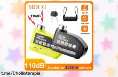 Alarma con candado para moto que grita a 110dB si la tocan, resistente al agua y un precio de escándalo. ¡Protege tu motor ya, no esperes más!