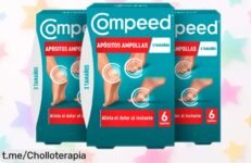 Ampollas hidrocoloides para rozaduras COMPEED, el ofertón que cura al instante y cuida tus pasos. ¡Dile adiós al dolor de pies y sal a disfrutar hoy mismo!