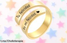 Anillo ajustable de acero inoxidable con mensaje que enamora, un regalo espectacular para tu pareja a precio rebajado, ¡no dejes pasar esta oportunidad tan especial!
