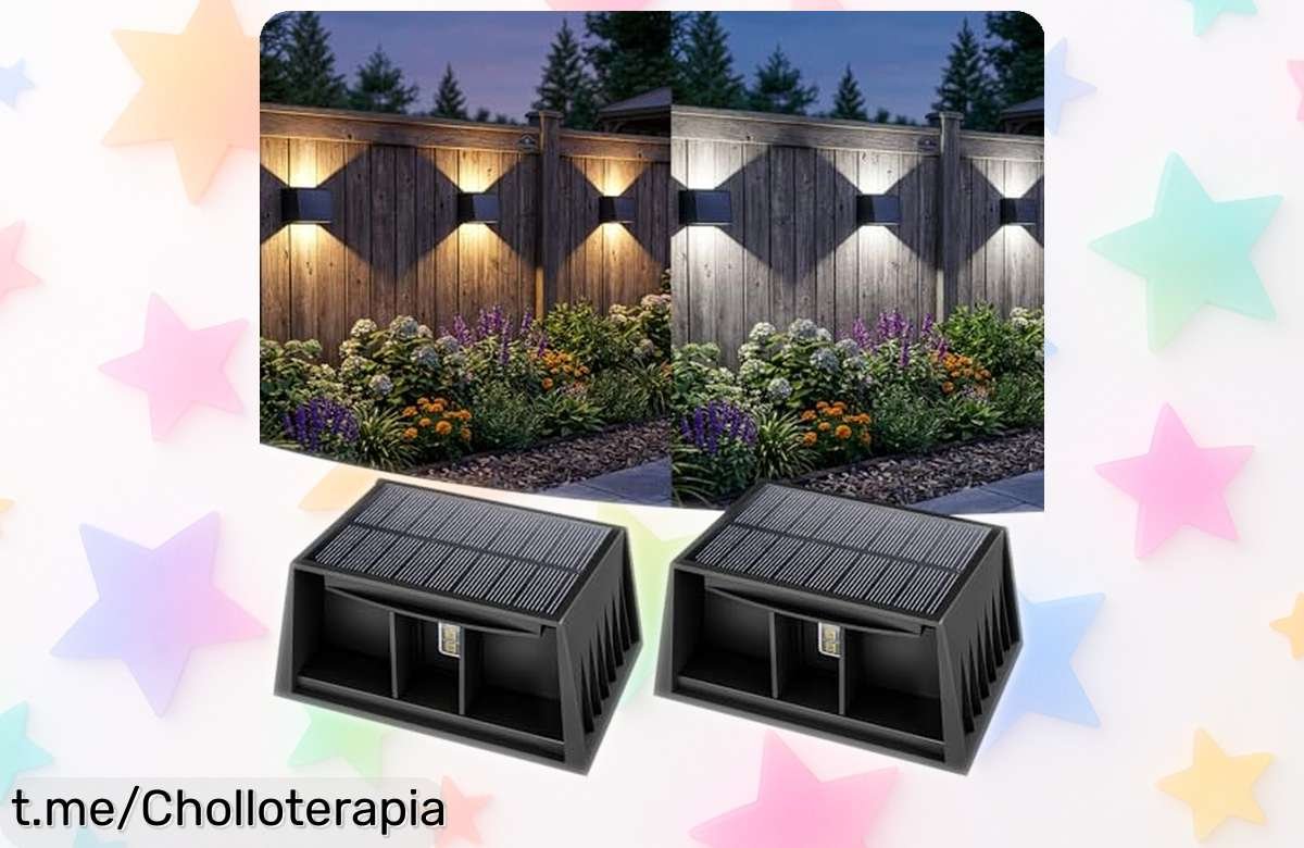 Apliques solares TSUN RGB para pared, pack de 2 que ilumina tu jardín con colores vivos y sin cables; ¡aprovecha este chollazo antes de que se acabe!
