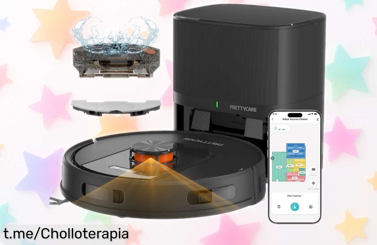 Aspiradora robótica PrettyCare L1 Pro que friega y se vacía sola, nunca había estado a este precio de ganga, ¡lleva tu hogar al siguiente nivel sin esfuerzo!