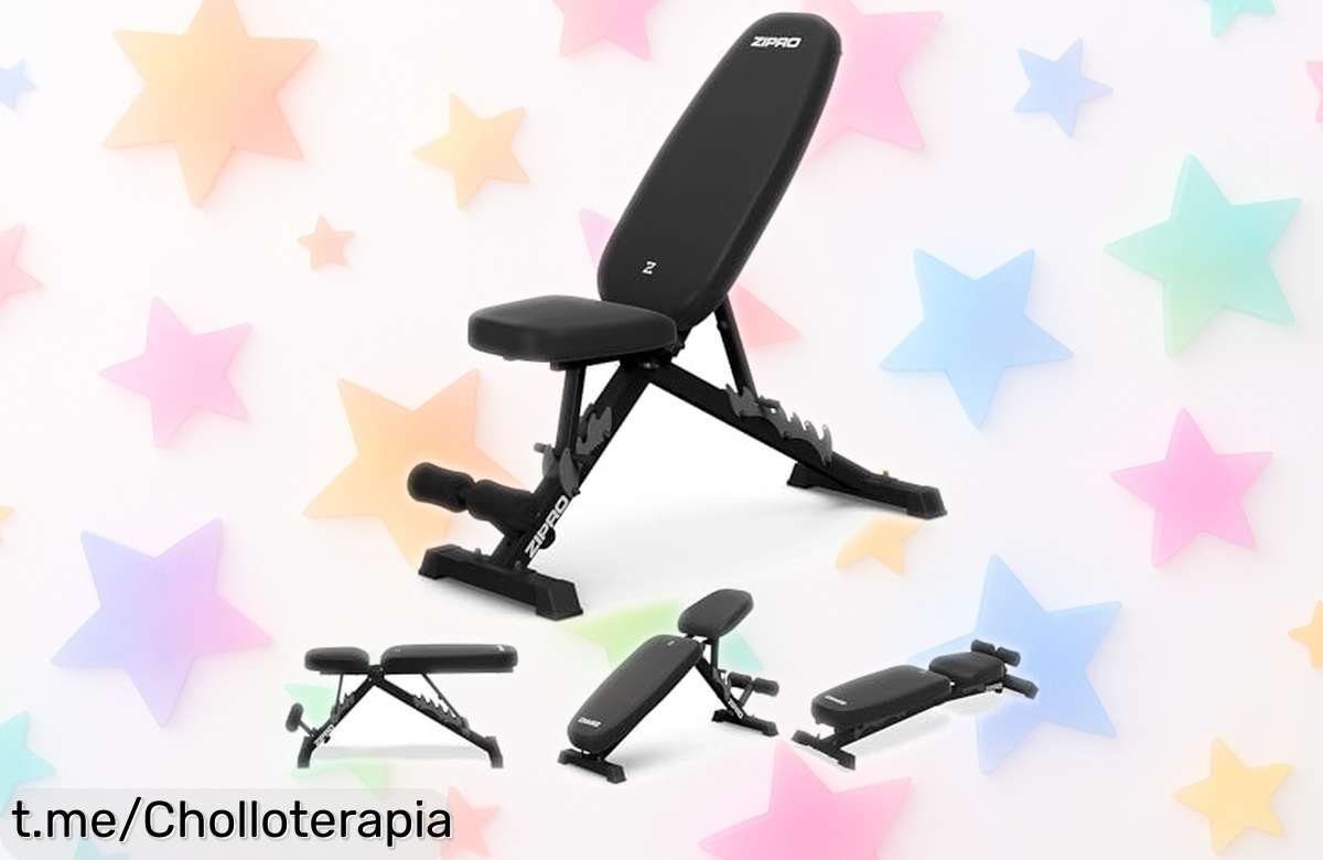 Banco de fitness plegable Jacked Zipro, para entrenar en casa sin líos y con respaldo ajustable. ¡Oferta brutal que no puedes dejar escapar, monta tu gym ya!