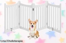Barrera plegable para perros Yaheetech, aguanta saltos y se adapta a cualquier rincón, ¡ahora con un precio de escándalo que no querrás perderte! Mantén a tu peludo seguro y feliz.
