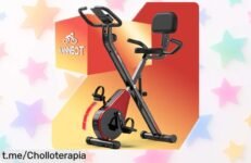 Bicicleta estática plegable VANNECT con monitor LCD y 16 niveles de resistencia a un precio rebajado, ¡haz del ejercicio en casa algo fácil y divertido antes que se agote!