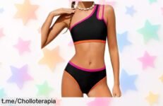 Bikini niña de dos piezas con protección menstrual, el bañador ideal para chicas en crecimiento a un precio de ganga si añades 2 unidades. ¡No te quedes sin él!