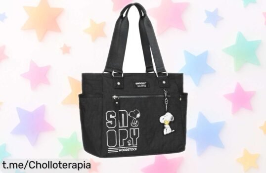 Bolso tote de mano Snoopy con cremallera segura, ideal para el día a día, ¡super resistente y a un precio que te dejará boquiabierto! No te lo pierdas.