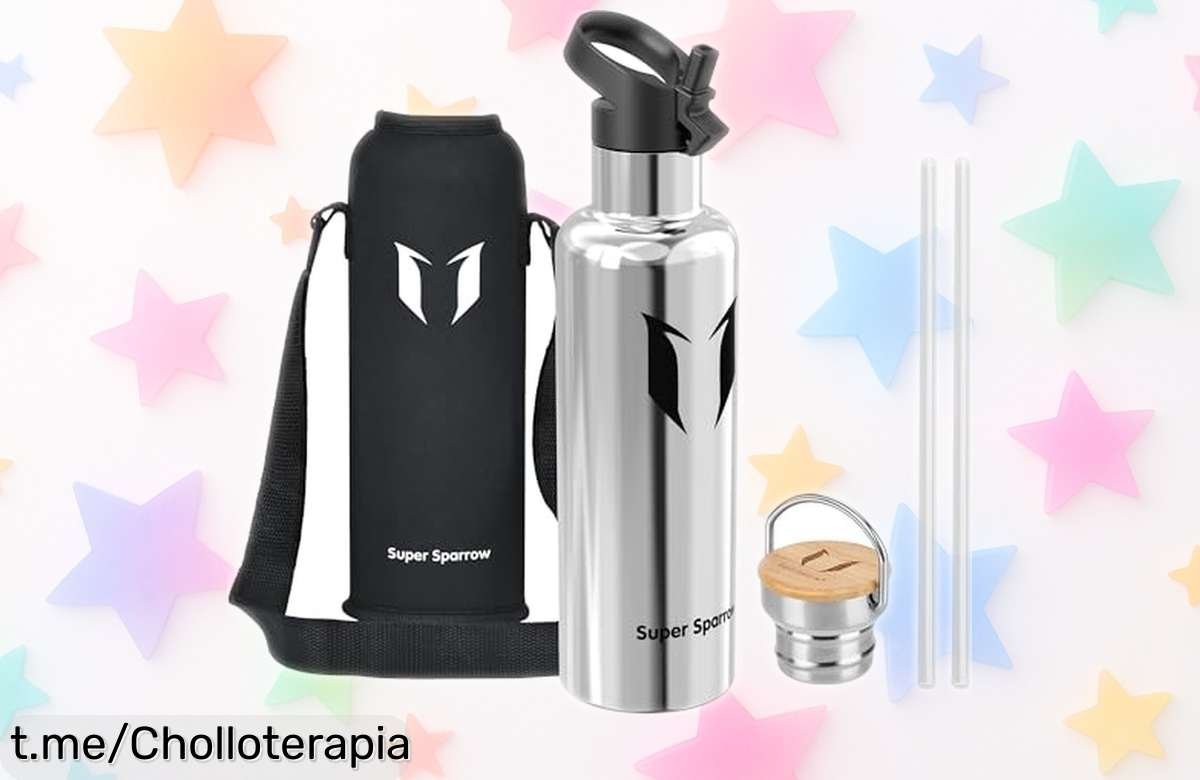 Botella de agua Super Sparrow 1L con tapa de pajita; descubre el precio loco que hará sonreír a toda la familia en cada sorbo, ¡no te quedes sin ella!