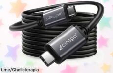 Cable USBC a USBC Cirago: el cable que pasa datos rapidísimo y es super fácil de usar. ¡Aprovecha este ofertón, no te quedes sin tu chollo!