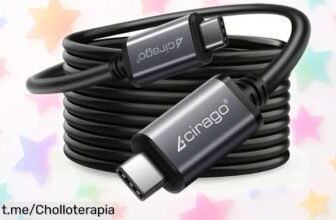 Cable USBC a USBC Cirago: el cable que pasa datos rapidísimo y es super fácil de usar. ¡Aprovecha este ofertón, no te quedes sin tu chollo!