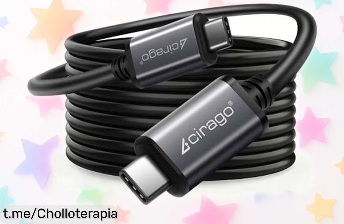 Cable USBC a USBC Cirago: el cable que pasa datos rapidísimo y es super fácil de usar. ¡Aprovecha este ofertón, no te quedes sin tu chollo!