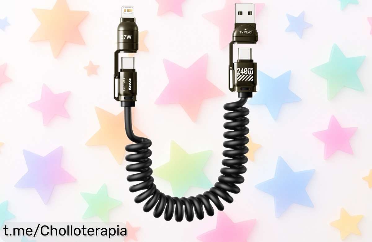 Cable de carga rápida 4 en 1 para coche que hará tus viajes más fáciles y divertidos, ¡ahora a un precio encantador que no querrás perderte!