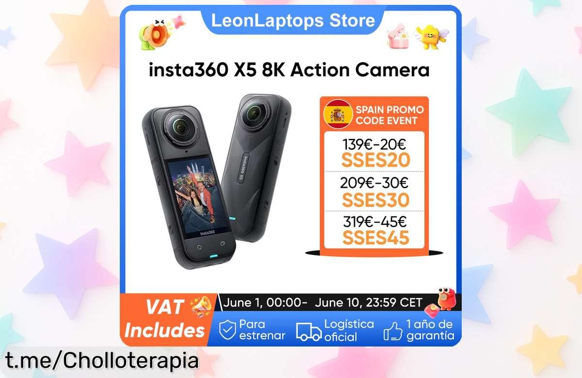 Cámara de acción 360 Insta360 X5 en 8K, ¡rebaja loca! Captura tus aventuras y graba recuerdos increíbles por un precio que te hará sonreír. No lo dejes escapar.