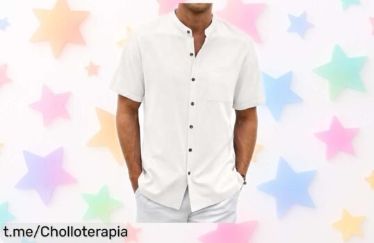 Camisa de lino Henley para hombre, el chollazo que necesitas: diseño moderno y frescura a un precio de escándalo que te hará lucir increíble. ¡No esperes más!