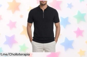 Camisa polo de hombre con textura canalé y cremallera, elegancia casual a un precio loco que no querrás dejar escapar. ¡Compra ya y luce espectacular!
