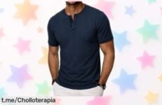 ¡Camiseta Henley de algodón Wayleb con cuello tunecino y botones a un precio rebajado que no podrás creer! ¡Aprovecha este chollazo antes que se agote!