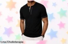 Camiseta Henley de manga corta Wayleb: ¡super chollo por un precio regalado! Este look casual te hará vivir momentos inolvidables sin vaciar tu bolsillo. ¡No te la pierdas!