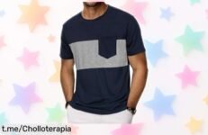 Camiseta básica Wayleb con diseño patchwork y bolsillo a un precio de ganga que te hará lucir genial en cualquier ocasión, ¡corre antes de que se agoten!