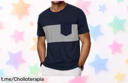 Camiseta básica Wayleb con diseño patchwork y bolsillo a un precio de ganga que te hará lucir genial en cualquier ocasión, ¡corre antes de que se agoten!