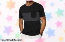 Camiseta básica Wayleb para hombre con bolsillo, estilo patchwork a un precio de escándalo que te hará lucir increíble y destacar en cualquier ocasión. ¡No dejes pasar esta oportunidad!