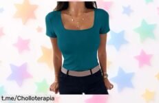 Camiseta básica mujer Aottori de cuello cuadrado, un ofertón ligero y casual que te hará brillar en cualquier ocasión. ¡No dejes escapar esta oportunidad única!