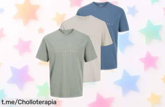 Camiseta básica para hombre Jack & Jones en pack de 3, estilo relajado y precio regalado que no vas a querer perderte. ¡Hazte con este super chollo ya!