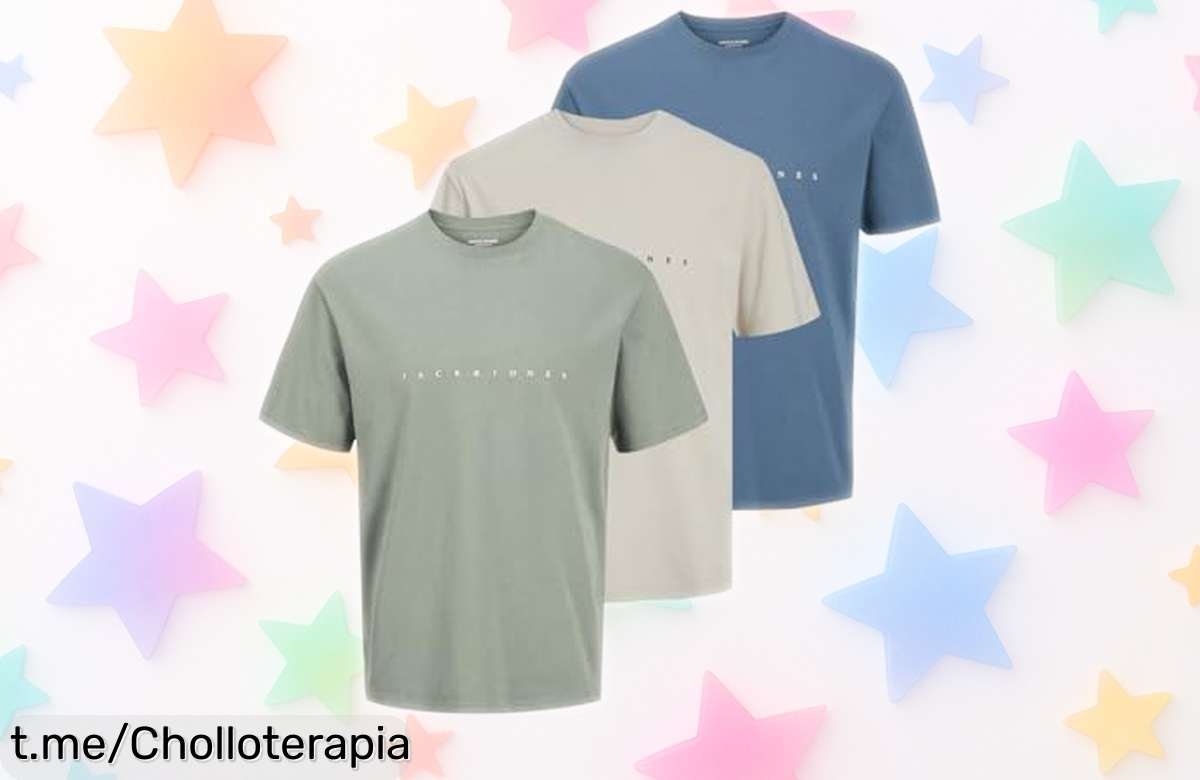 Camiseta básica para hombre Jack & Jones en pack de 3, estilo relajado y precio regalado que no vas a querer perderte. ¡Hazte con este super chollo ya!