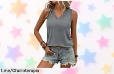 Camiseta básica sin mangas Aottori con cuello en V a precio de escándalo, renueva tu armario rápido y fácil antes que se agote esta oportunidad única.
