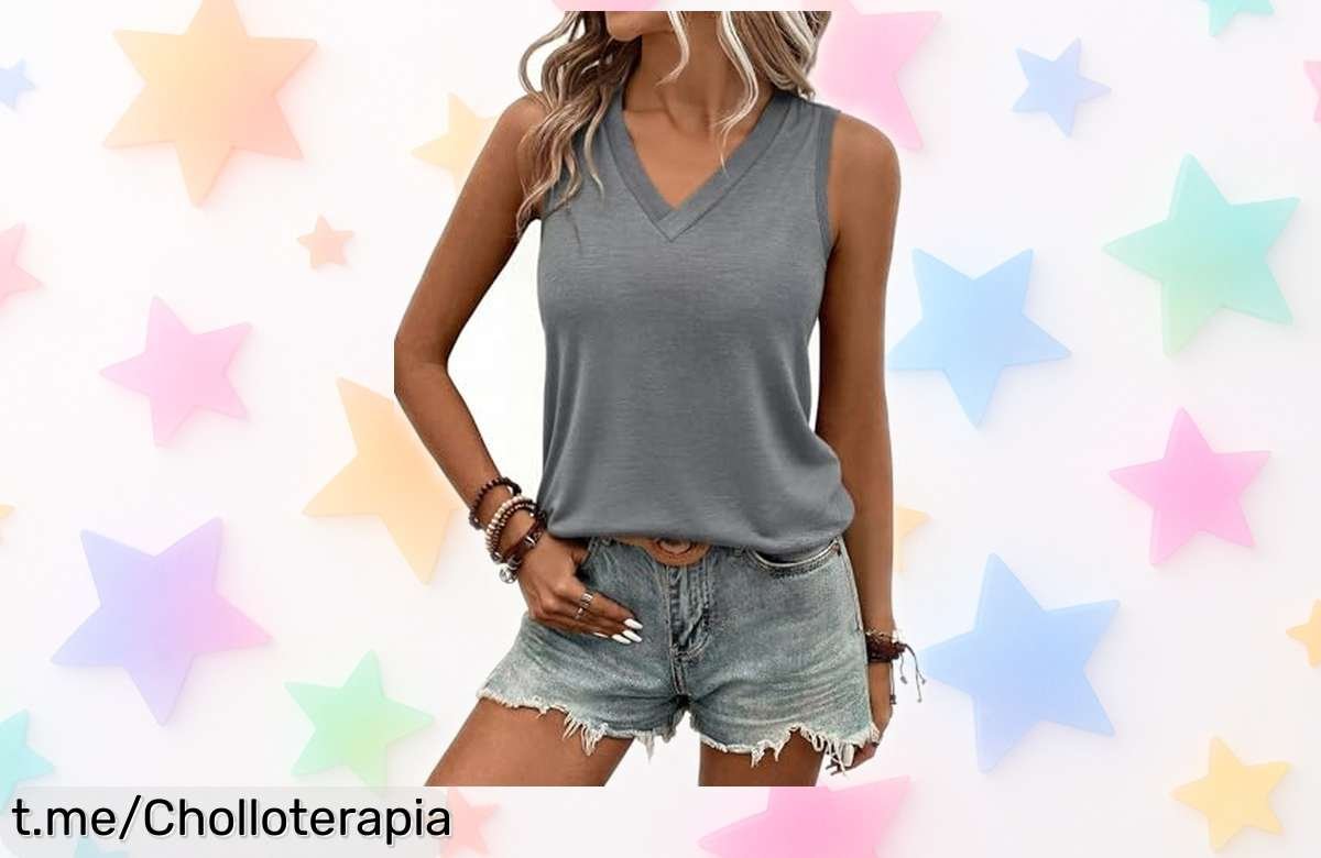 Camiseta básica sin mangas Aottori con cuello en V a precio de escándalo, renueva tu armario rápido y fácil antes que se agote esta oportunidad única.