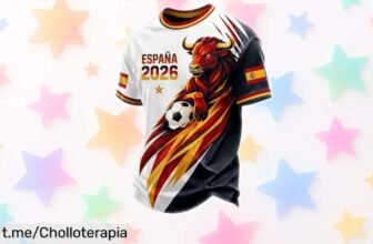 Camiseta retro de fútbol España Mundial 2026, celebrando el buen rollo futbolero. ¡Chollazo a precio loco añadiendo solo 3 a la cesta! No te quedes sin la tuya y vibra con cada jugada.