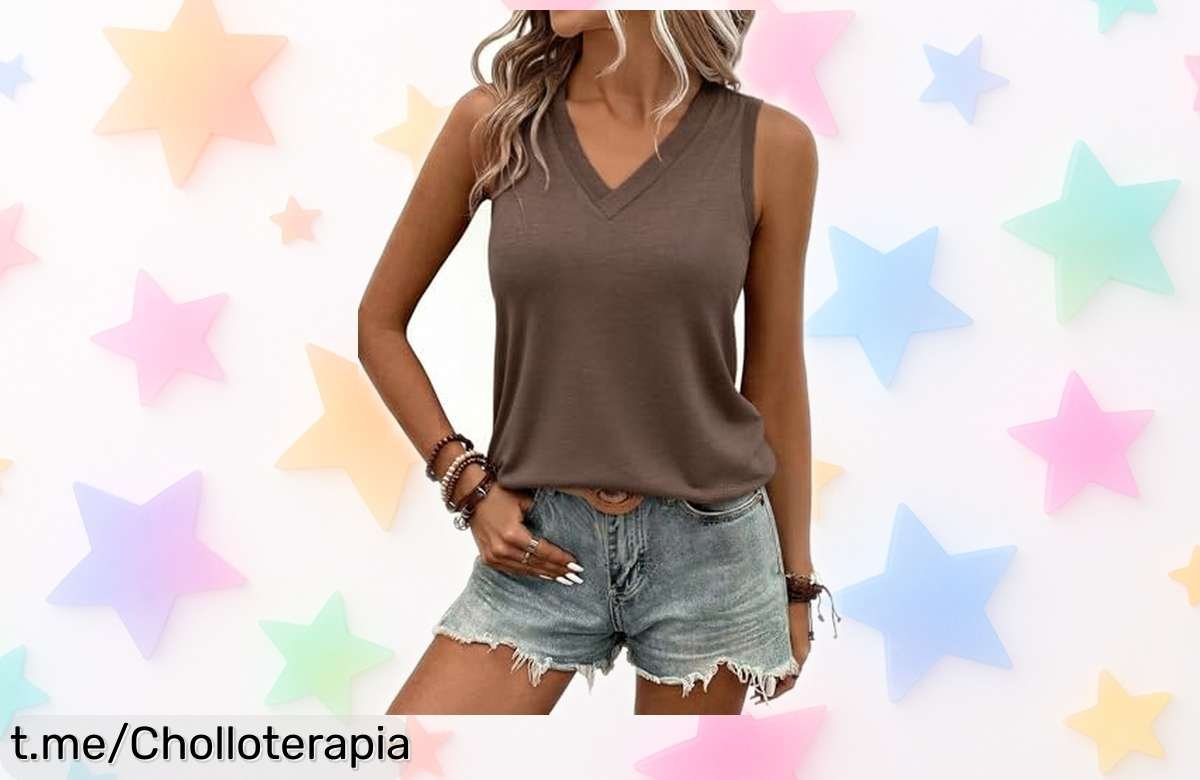 Camiseta sin mangas Aottori con cuello en V a un precio de escándalo, ¡renueva tu armario y brilla en cada ocasión!