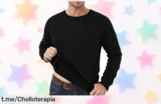 Camiseta térmica de algodón para hombre con forro polar: calor y movilidad en un ofertón que no puedes dejar pasar, ¡aprovéchalo antes de que se agote!