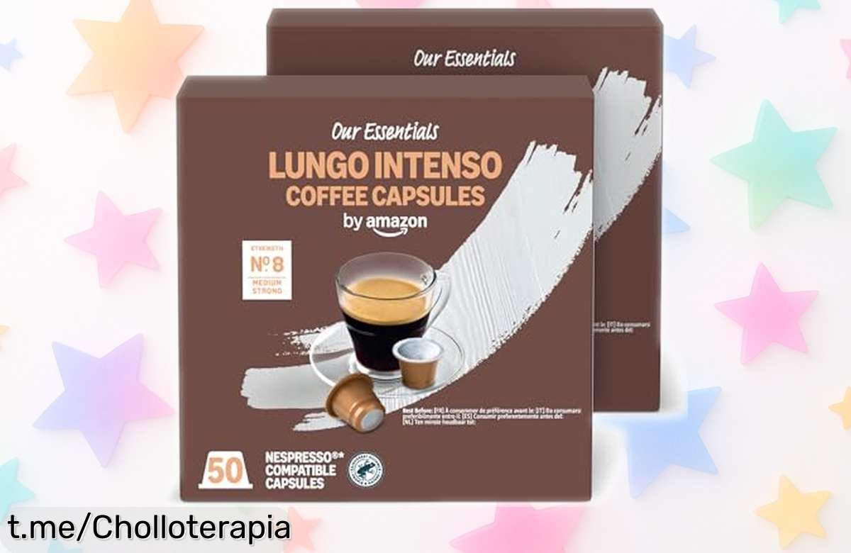 Cápsulas de café lungo intenso by Amazon, pack de 100 unidades a un precio loco que hará vibrar tus mañanas con sabor potente y aroma a nuez. ¡No te lo pierdas!