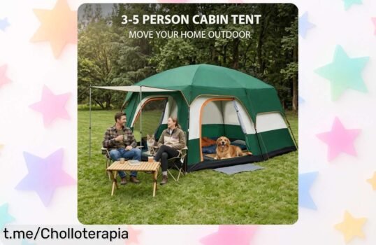 Carpa de camping hexagonal para 5 personas, ¡apertura automática y espacio para desconectar este finde a un precio que no te creerás!