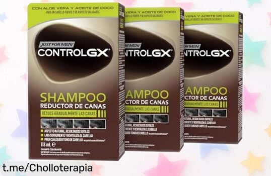 Champú reductor de canas Just For Men Control GX en pack de 3, ¡super chollo para recuperar tu color y volumen sin amoníaco! No te quedes sin el tuyo, transforma tu look ahora mismo.