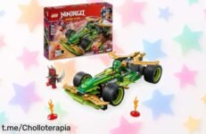 Coche de carreras LEGO Ninjago con motor que vuela y 2 minifiguras ninja, super chollo para aventuras sin fin. ¡Aprovecha esta oferta y haz feliz a tu peque ya mismo!
