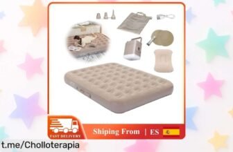 Colchón de aire portátil con bomba integrada para camping, ¡la oferta sorpresa que pesa menos y aguanta más! Aprovecha el chollo del momento antes de que se agote.