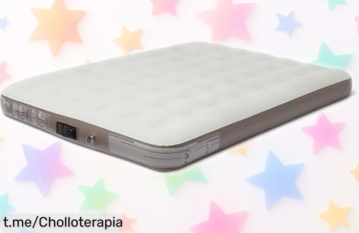 Colchón hinchable portátil Amazon Basics, oferta increíble con bomba eléctrica integrada: comodidad a cualquier lugar y un chollo que hará tus sueños de descanso realidad.
