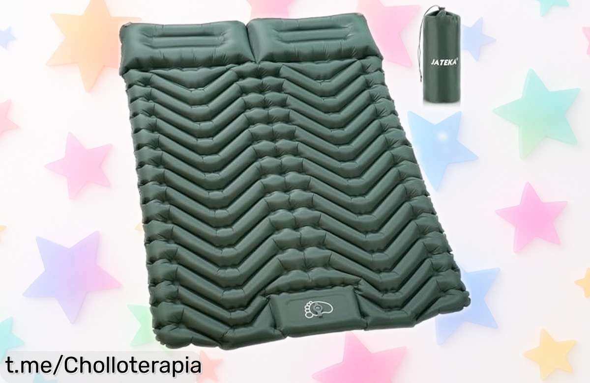 Colchoneta hinchable doble JATEKA con bomba integrada, súper ligera y resistente: aprovecha el precio regalo ¡solo hasta agotar existencias!