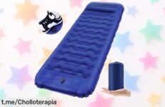 Colchoneta hinchable para camping con bomba de pedal y almohada integrada, un chollazo que se infla en un minuto y te acompaña a todas partes. ¡No dejes pasar esta oportunidad única!