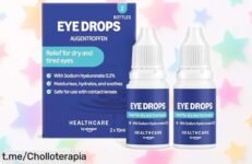 Colirio hidratante para ojos sensibles de Healthcare by Amazon, pack de 2 botecitos a precio regalado que calma la sequedad y cuida tus lentes. ¡No te lo pierdas!