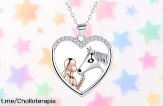 Collar de plata 925 con colgante de caballo y niña, regalo ideal para los locos por los caballos. ¡Aprovecha este precio bajísimo antes de que se acabe!