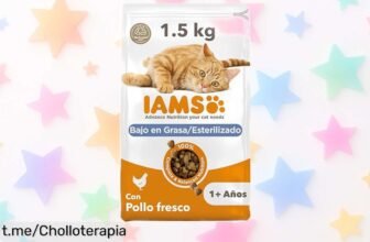 Comida seca IAMS para gatos adultos esterilizados con pollo fresco, ¡super chollo que cuida su piel, pelo y dientes mientras los llena de energía!