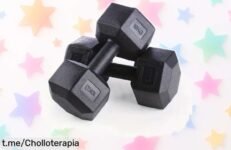 Completo y resistente juego de 2 mancuernas hexagonales con vinilo que te hará entrenar como nunca, ¡aprovecha su precio rebajado y ponle energía a tus rutinas ya!