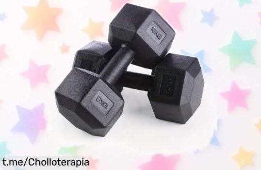 Completo y resistente juego de 2 mancuernas hexagonales con vinilo que te hará entrenar como nunca, ¡aprovecha su precio rebajado y ponle energía a tus rutinas ya!