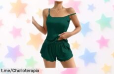 Conjunto de pijama corto Ekouaer con tirantes ajustables, la ganga que realza tu figura y se siente como una caricia; aprovecha esta rebaja antes de que desaparezca.
