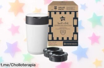 Contenedor para pañales Tommee Tippee Twist & Click, ¡el ofertón que elimina olores y gérmenes! Olvídate de vaciarlo cada dos por tres, llévate la solución ya mismo.