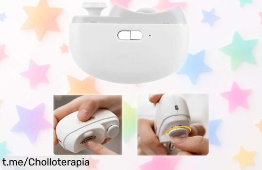 Cortauñas eléctrico WYFCR 2 en 1 con luz LED y pulidor, ¡la solución perfecta para unas uñas impecables! Aprovecha este ofertón que eliminará el caos de las manicuras a destiempo.
