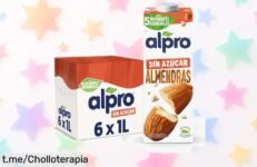 Deliciosa bebida vegetal de almendras Alpro, pack de 6 litros sin azúcar ni gluten a precio regalado para que disfrutes cuidándote. ¡No te quedes sin el tuyo!