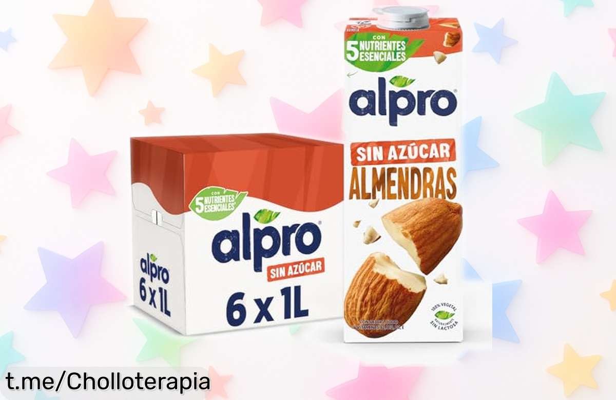 Deliciosa bebida vegetal de almendras Alpro, pack de 6 litros sin azúcar ni gluten a precio regalado para que disfrutes cuidándote. ¡No te quedes sin el tuyo!